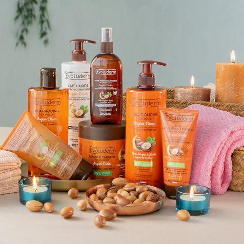 Evoluderm - Routine Nourrissante Corps & Cheveux 7 produits - Soin Corps et Cheveux - Nourrissant - Argan Divin - Fabrication Française