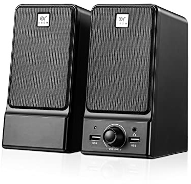 OROW USB Computer Speakers,Hi-Fi Stereo PC Speakers,16W Desktop Speaker,Built-in DSP Sound Chip, Deep Bass&Pure Vocal,Laptop Speakers with Headphone Jack(S203)