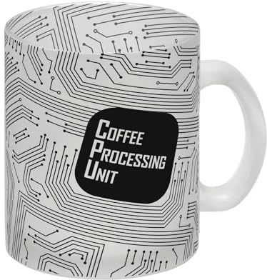 Glas Tasse CPU Motiv - Coffee Processing Unit mit Motherboard Motiv für Nerds und Computertechniker die Ihre Liebe zur IT auch im Büro zeigen wollen im Motherboard Design Glas