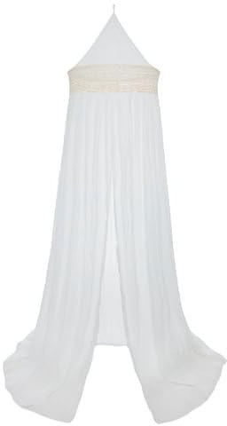 Jollein Canopy Vintage Boho Lace Marfil – Altura 245 cm – con Encaje – Dosel para Cama de bebé – Marfil, Blanco Crema