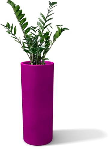 Kloris BAROCCO 90 Pot de Fleurs cylindrique Violet Fuchsia polyéthylène diamètre 35 cm Hauteur 90 cm Profondeur Compartiment 30 cm. Fabriqué en Italie