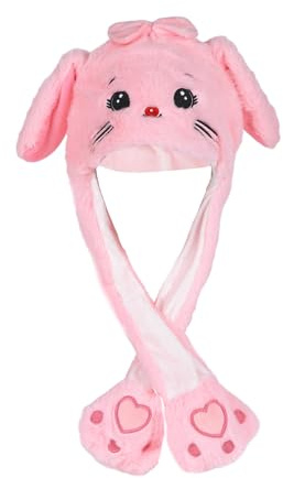 Fadcaer Plush Animal Hat for Child Girl - Funny Cat Unicorn With Moving Ears, Pop Up Jumping Hat - Cute Cartoon Animal Toy Anime Costume for Easter Christmas Party Gifts (Pink Cat)