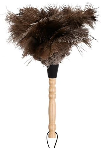 Plumero de Plumas de Avestruz, Plumero Plumas con Mango de Madera Plumero de Avestruz Premium Antiestático para Hogar Limpieza, 12.6 (32cm)