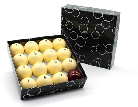 BILMAG Billard Kugelset Billardkugeln Premium, Russische Pyramide, 68mm, Gelbe/Rote Breakkugel (Roter Breakball)