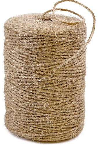 656 Feet 3Ply Jute Twine String, 2mm Natural Brown Thick Twine Rope for Crafts, Gardening, Tomato, Climbing Plant, Tie Floristry, Gift Wrapping Packing, Christmas, Wedding Decor