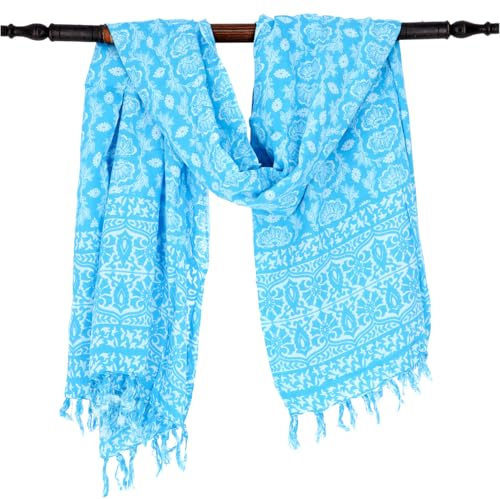 GURU SHOP Bali Batik - Vestido de pareo, falda envolvente, sarong, toalla de playa, hombre/mujer, negro, sintético, talla: talla única, Lotus/turquesa, Talla única