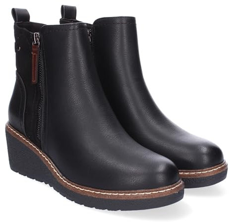 shoes&blues.es 86364 Botines de Cuna para Mujer Comodos, Diseno Elegante con Cremallera Lateral y Adorno de Cremallera, Ideal para Uso Diario Negro Talla 37