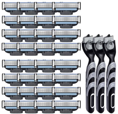 Nassrasierer Herren,32 Stück Kompatibel Mach 3 Mit Rasierklingen,Kompatibel Mach 3 Mit Rasierer,Kompatibel Rasierklingen Mit Mach 3,Klingen Rasierer,Kommt Mit 3 Ersatzgestellen