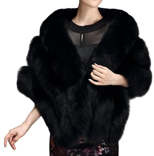 Duroecsain Chal Estola de piel sintética Cape Bolero para mujer, boda, invierno, vestido de noche, boda, ceremonia, fiesta de dama de, 2#, Se référer au descriptif