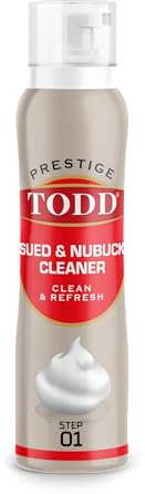 TODD PRESTIGE NANO Suede & Nubuck Cleaner Foam – Heavy Duty Shoe, Boot, Bag & Sneaker Cleaner | Removes Dirt & Stains for UGG & More | Refreshes All Leather & Textiles | Nanotechnology Formula