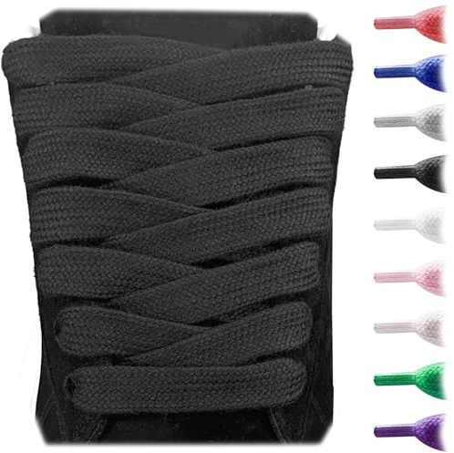 UamGlsob Lacci in cotone spessi 15 mm per Puma Suede XL Sneakers, extra larghi e piatti, per scarpe da skate e sportive (Black, 45Inch/115cm)