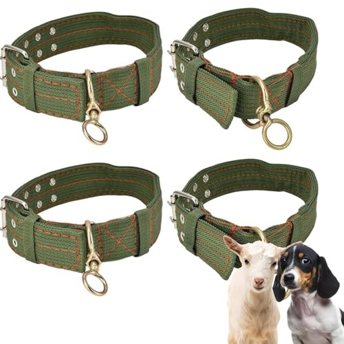 Set med 4 tjocka justerbara hundhalsband för hundar, bondgårdsdjurshalsband, gethalsband, justerbara nylonfårhalsband för bondgårdsdjur, get, häst, får (L)