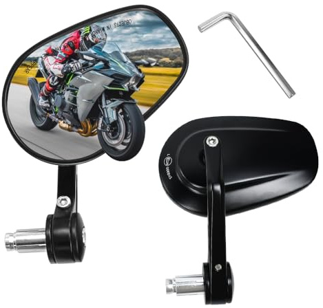 Zithgen 2 Stück Rückspiegel Motorrad, Lenkerendenspiegel Motorrad E-geprüft, Universal Motorradspiegel für Lenker, 360°drehbarer Lenkerspiegel Motorräder Seitenspiegel für Scooter Roller ATV
