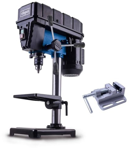Scheppach - Taladro de columna detallado TBM200-400 W, 550-2600 rpm, mesa 164 x 162 mm, reclinable, mandril 1,5-13 mm, profundidad de perforación 50 mm