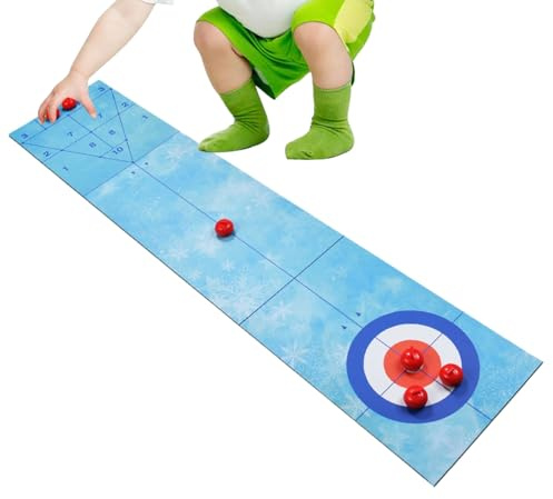 Tisch Ballspiele Set - Interaktive Dreifach faltbare Teppich,Curling- Und Bowlingspiele Für Tisch | Für Kinder Freunde Wohnzimmer Feste Klassenzimmer