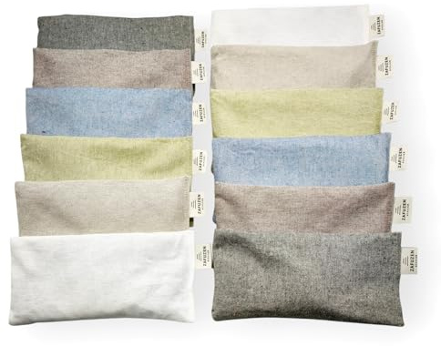 ZAFUZEN Pack 12 Almohadas para Ojos Studio Set – Cojines para Ojos con Flor de Lavanda Natural y arroz, algodón Natural, Yoga y meditación, relajación y Descanso
