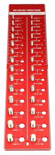 Misuratore di filettature per dadi e bulloni, calibro identificatore di bulloni e dadi con righello da 6 pollici (14 cm), 14 misure di filettatura metrica e standard per