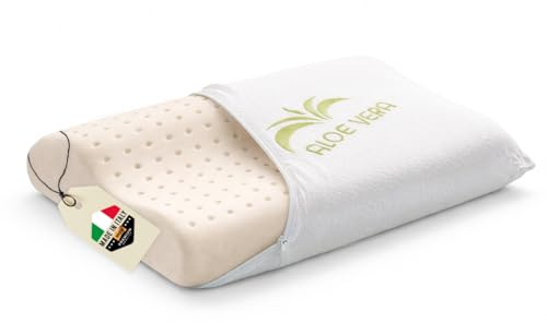 NORELUX Cuscino Cervicale per Dormire Forato a Doppia Onda in Memory Foam, Federa in Aloe Vera Lavabile, Guanciale Viscoelastico per Supporto a Testa e Collo, OEKO-TEX Standard 100, Made in Italy