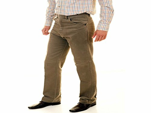 Carabou Mens Moleskin Hunting/Walking/Fishing Country Trousers Moleskin 100% Cotton for Soft Feel and Comfort Hardwearing Warm in The Winter, Cool in The Summer Windproof (38 29, Lovat)