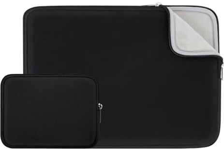 RAINYEAR 15,6 Pollici Custodia Protettiva per Laptop PC Computer Portatili Sleeve Morbide con Piccola Borsa Aggiuntiva,Compatibile 15,6 Chromebook Ultrabook Notebook(Nero,Versione Aggiornata)