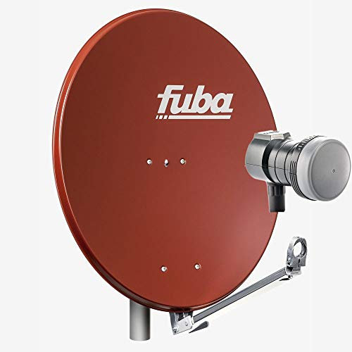 Fuba DAL 801 R Sat Anlage Antenne Schüssel Spiegel Single LNB DEK 117 1 Teilnehmer Alu Sat-Schüssel/Sat-Spiegel Rot + Fuba DEK 117 Single LNB für 2 Receiver/Teilnehmer (HDTV-, 4K- und 3D-kompatibel)