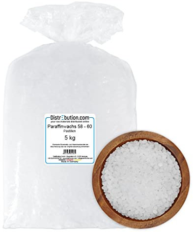 Paraffinwachs Pastillen 5kg Kerzenwachs, Kerzen gießen, Schmelzpunkt 58-60 °C - Made in Germany