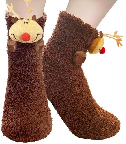 BINXWA calze antiscivolo donna, idee regalo natale Calze, Calzini da donna idee regalo donna, Calzini Termici regalini natale con confezione regalo