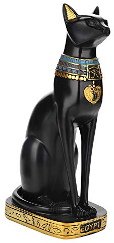 Egyptisk Kattstaty, Resin Samlarfigur Egyptisk Gudinna Katt Dekorativ Staty Hushållsrum Prydnad Hantverk Presenter Heminredning Svart Guld(M)