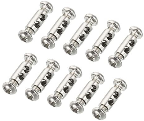 PATIKIL 5,3 x 10mm Alambre Cuerda Clips, 10uds Acero Cable Abrazaderas 3mm Dobles Agujeros Cable Bloqueo Cuerda Accesorios Clip con M4*0.7 Tornillos para Cable