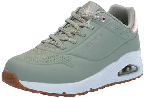 Skechers Women's Uno Shimmer Away Sneaker, Green, 3 UK