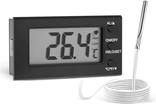 Digital Oven Thermometer -58°F to 572°F/-50°C-300°C, Thermometer with Probe, High Low Temperature Alarm, LCD, Celsius/Fahrenheit LXSZRPH (Black) (1)