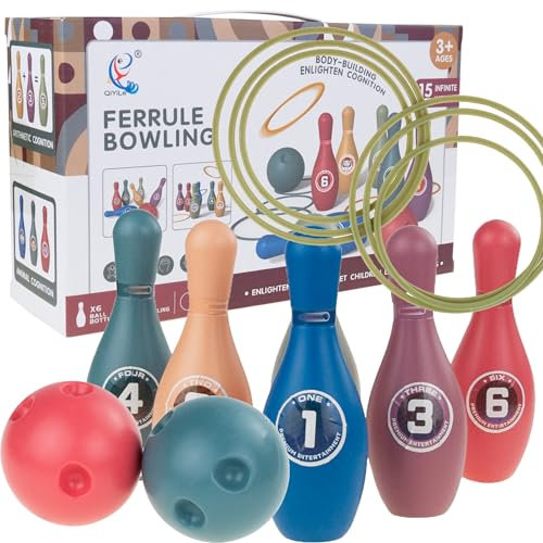 Martom BUNTES Bowling FÜR Kinder Bowling Spass Arcade-Spiel, Bowling Set Kinder,Mini Drin und Draußen Spielzeug,kegelspiel für Kinder,Dosenwerfen Spielzeug für Kinder Ball Set ab 3 Jahre Mädchen