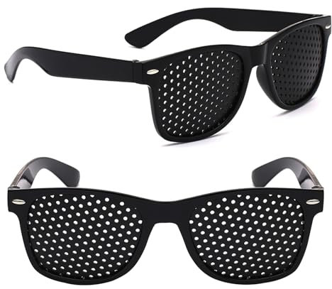 2Pcs Pinhole Glasses with Foldable Temples for Eye Training, Vision Improvement & Relaxation - Anti-Fatigue Grid Eyewear for Children and Adults