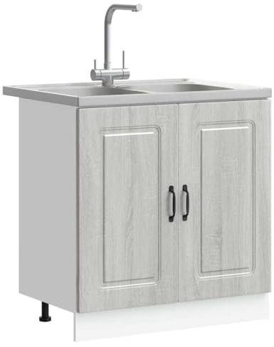 vidaXL Grå sonoma Köksdiskbänksbas Skåp | Justerbara funktioner | Konstruerat trä | Modern design | Rymlig förvaring | Gångjärnsdörrar | Perfekt för inomhusbruk | Möbler för hemmet | Hållbar och moder