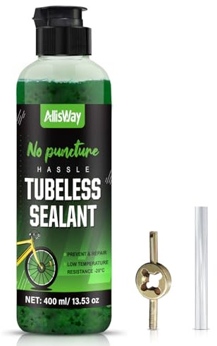 AllisWay Lattice Tubeless, Liquido Tubeless MTB, Liquido Antiforatura MTB, Adatto per Mountain Bike e Bici da Strada, Prevenzione e Riparazione, Resistenza alle Basse Temperature -20°C, Verde, 400 ml