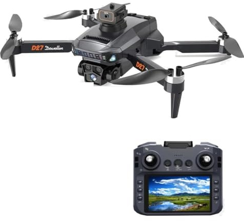 LKHLTBF Dual Battery,Drone GPS d27 Pro Max 8k, caméra HD Professionnelle, 5g, WiFi, FPV, 360°, évitement d'obstacles, sans balais, Grand écran, quadricoptère rc