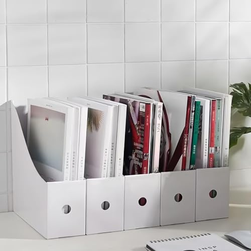 Sinxioer Raccoglitore formato A4, largo, in cartone, stabile, design piatto, in cartone, rettangolare, 10 raccoglitori A4 con etichette (bianco)