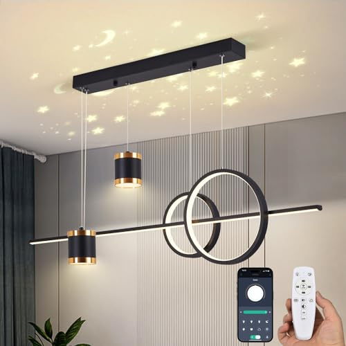 YZBEIMDAI Lámpara Colgante LED Moderna, L100CM Negro