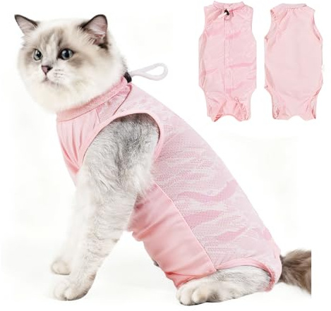 YZROHYI Body Post Operatorio Gatto,Tutina Operatoria Gatto,Tuta Chirurgica Gatti Recovery,Vestito Gatti per Non Leccarsi,Tuta Medica da Recupero Traspirante,Cat Clothes per Gattos Dopo L'Intervento