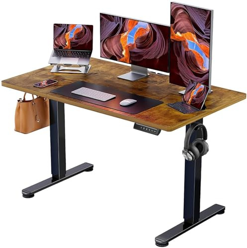 ErGear Electric Standing Desk 120 x 60cm 4 Memory with Splice Board | 72–118cm Lift, 2 Hooks, 80kg Load, Cable management, Smart Pannel, Quiet Motor, Easy Assembly