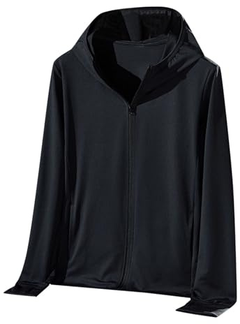 Veste Homme Anti UV Mode Fermeture Éclair Léger À Capuche Randonnée Chemise Soleil Protection Respirant Confortable Veste Homme Été Anti UV