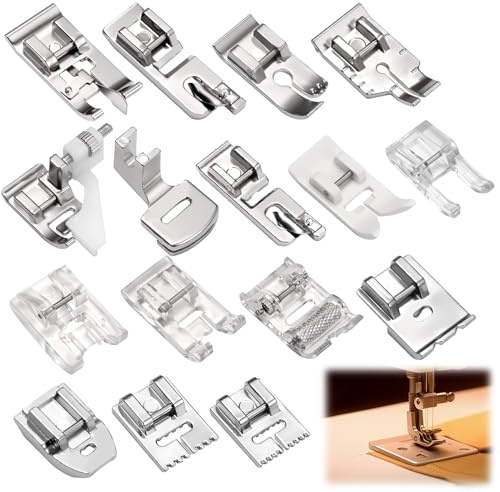 16 Pcs Sewing Machine Presser Feet, Invisible Zipper Foot Walking Feet