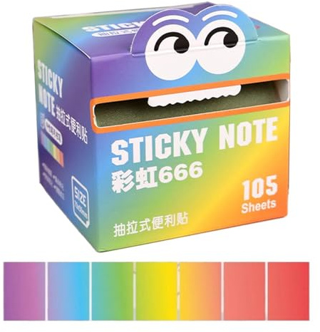 Clear Sticky Notes Roll, Pull Out Colourful, Memo Pads 105 Sheets Set, Transparent Adhesive Reminder Notes, for Notebook Home Workplace School Study Highlights Students Office Use