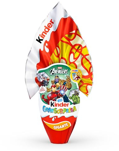Kinder GranSorpresa Gigante Marvel Avengers, Uovo di Pasqua Kinder 2026 di Finissimo Cioccolato al Latte con Doppia Sorpresa Marvel Avengers, 320 g
