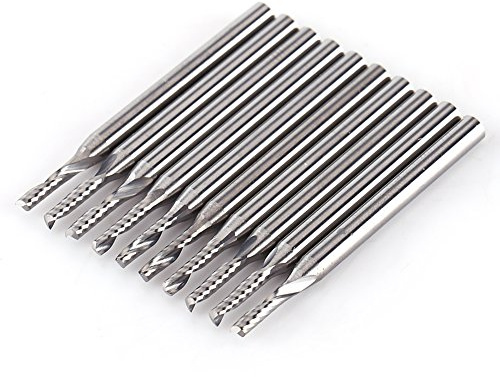 Skaftfrässset, Asixx 10 st 1/8 tum skaftfräs skaft volframkarbid skaftfräs CNC graveringsverktyg enkel flöjt spiralbit (10 stycken)