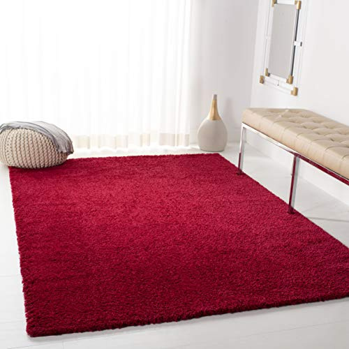 Safavieh Tapis Shag pour Salon, Salle à Manger, Chambre à Coucher - August Shag Collection, Tapis à Poil Court, Rouge, 75 x 120 cm
