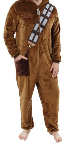 Star Wars Herren Onesie | Chewbacca Kostüm Fleece Schlafanzug | Schlafoveralls Für Manner Braun X-Large