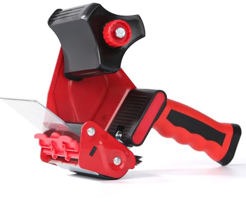 QILIMA 3 Inch Wide Packing Tape Dispenser Gun Seal Packing for Use Tape Dispenser Gun for Shipping, Moving, Carton and Box Sealing-Red