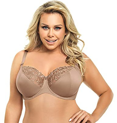 Selente My Secret K378 Reggiseno Donna in Pizzo Curvy/Taglie Forti Coppe D-K con Salva bucato Incluso, Beige, IT 7D (EU 100D)