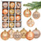 Weihnachtskugeln Gold, Christbaumkugeln Kunststoff 6cm, Champagner Weihnachtsbaumkugeln Groß, 12 Stücke Weihnachtsbaum Kugeln Set
